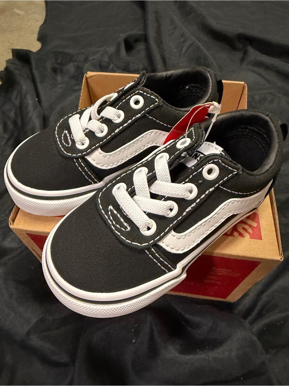 Vans Kids Black and White Canvas Low-Top Sneakers